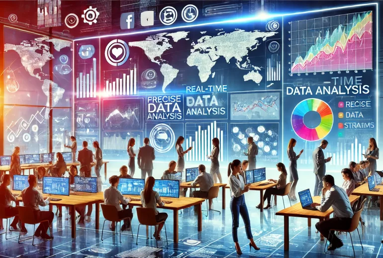 DALL·E 2024-06-26 16.40.47 - A wide illustration depicting real-time data analysis for precise marketing decisions. The scene shows a dyna